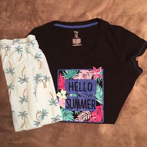 Women’s capri pajamas by Secret Treasures in a size M(8~10). Black, blue,pink